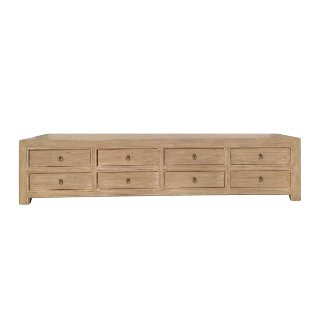 Reclaimed elm wood sideboard, perfect for coastal, Hamptons, rustic farmhouse or modern bohemian interiors.