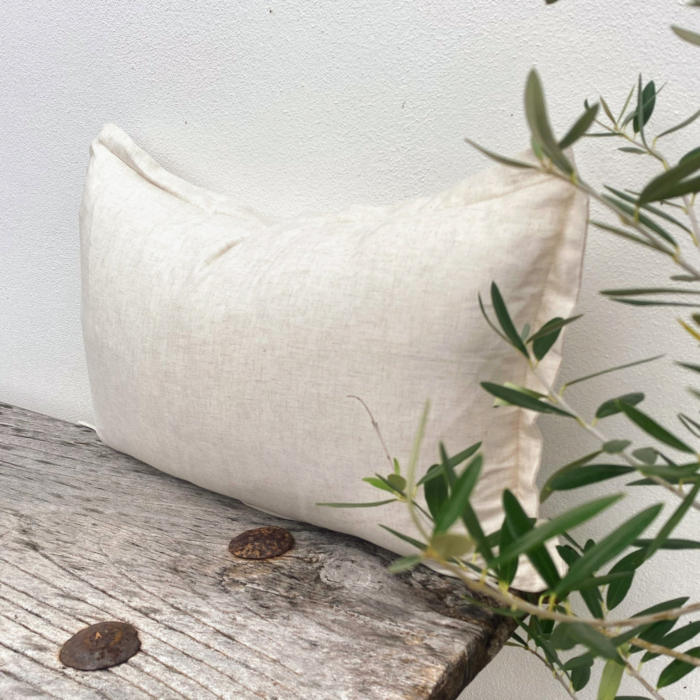 Natural Bamboo Linen Cushion Covers Rectangle Halo