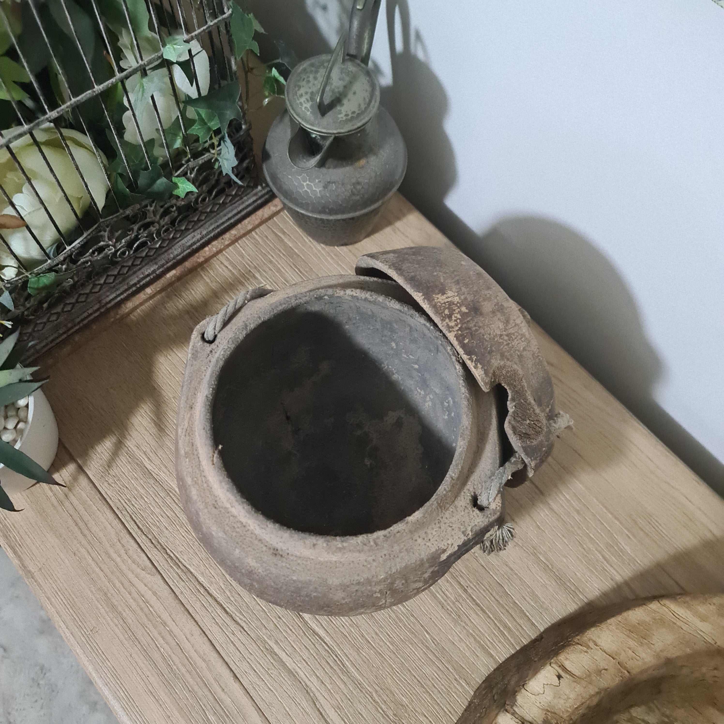 Antique Lidded Naga Wood Bowl | Wabi-Sabi Storage Vessel | Large 23 x 22 x 24 cm