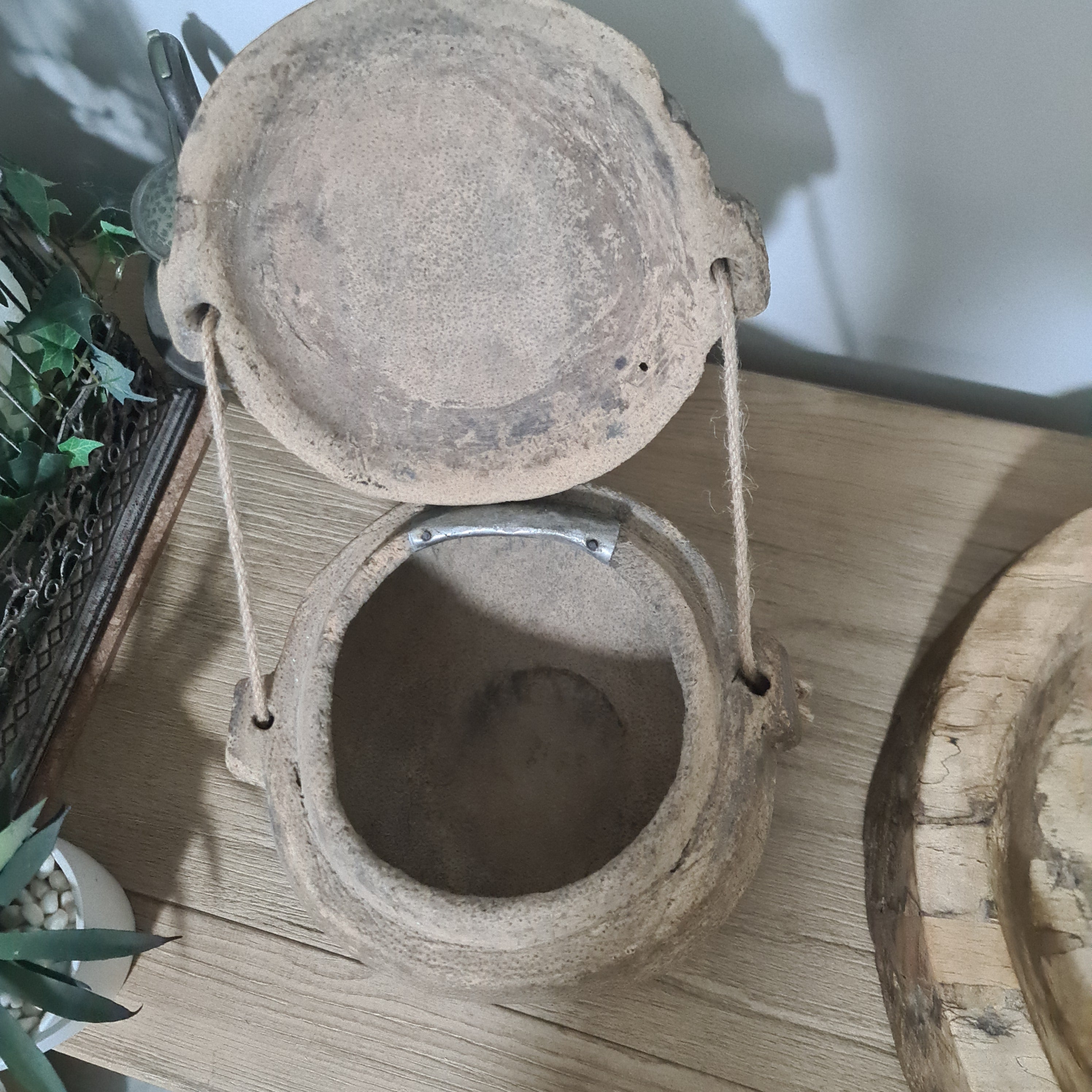 Antique Lidded Naga Wood Bowl | Wabi-Sabi Storage Vessel | Large 23 x 22 x 24 cm